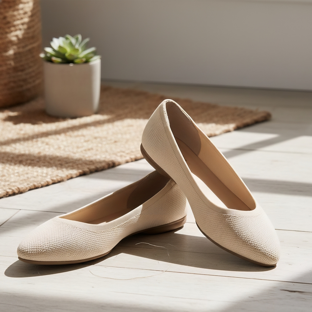 Style & Co Women's Tallyy Flats Cream Breathable, Flexible Knit Flats Size 7.5